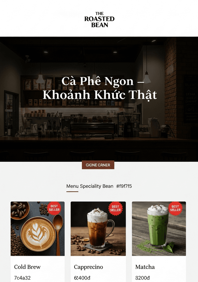 Mẫu landing page quán cà phê