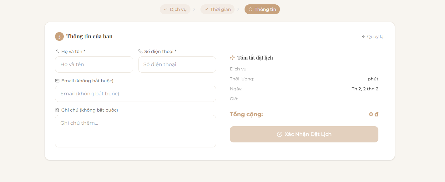 Hệ thống đặt lịch spa online