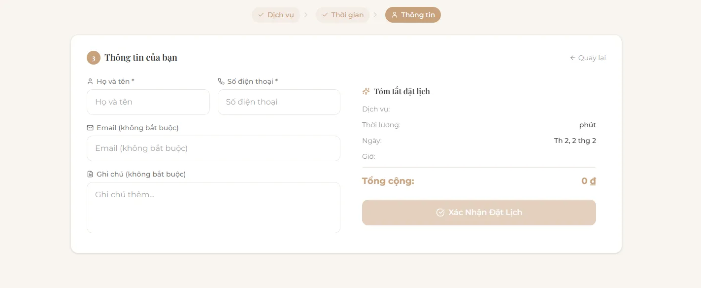 Hệ thống đặt lịch spa online
